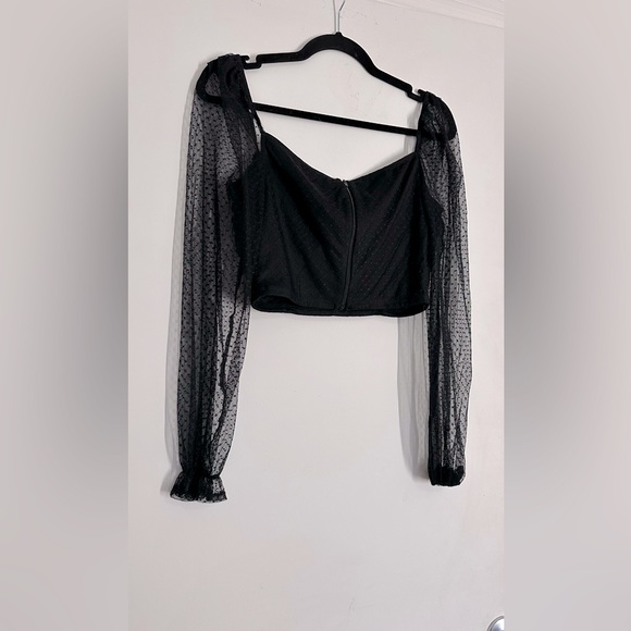 Mesh Polka Dot Crop Top - Picture 9 of 10